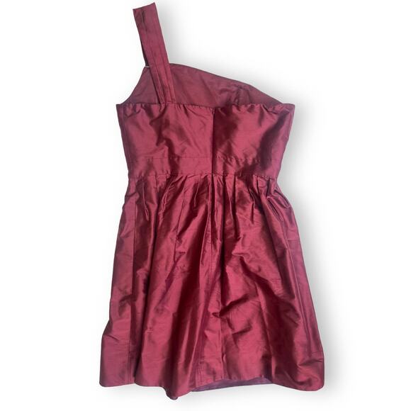 J.Crew Burgundy One-Shoulder Bow Silk Cocktail Party Dress | Sz 12 NEW | 02955 - Picture 11 of 14